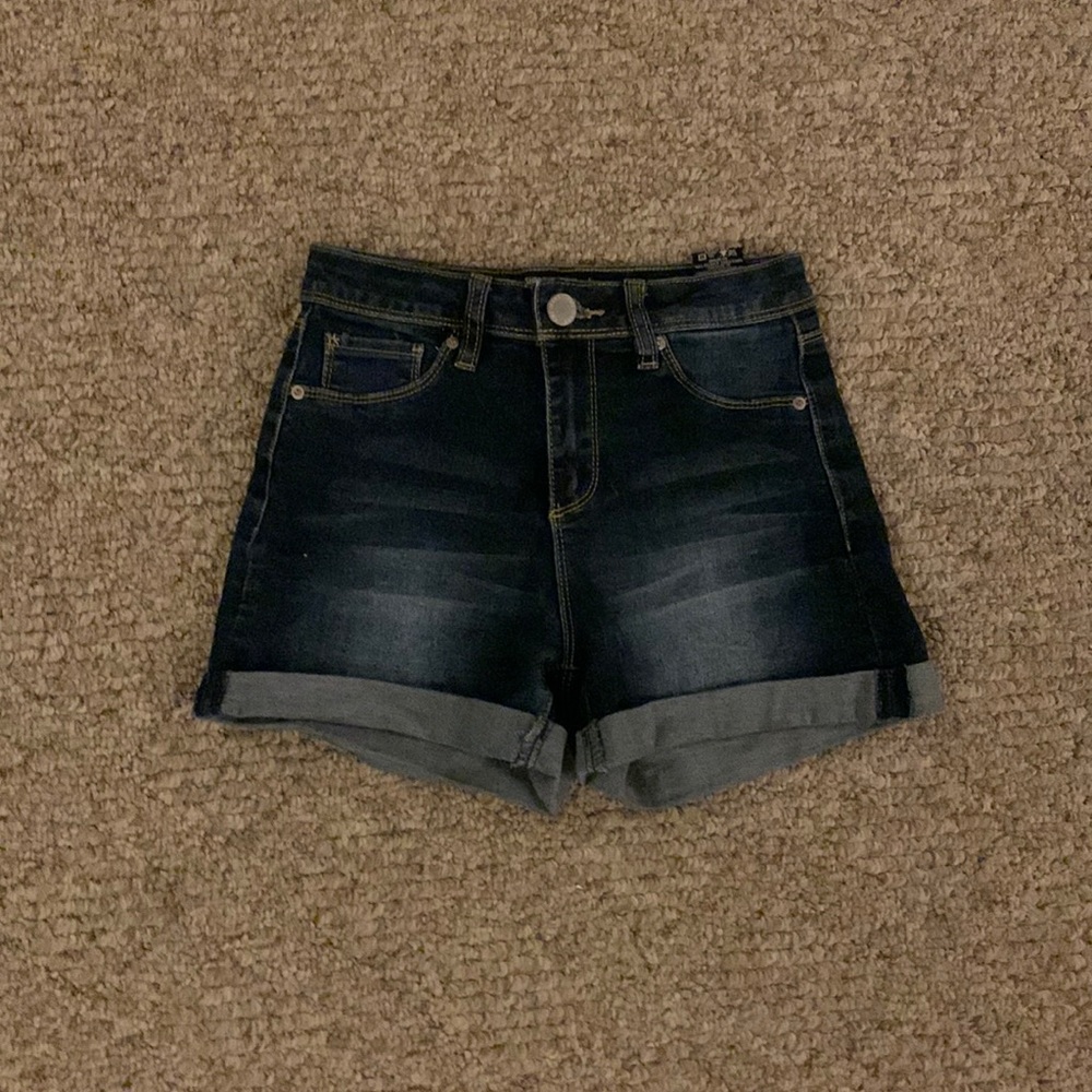 High Rise Juniors YMI Jean Shorts, Darkwash